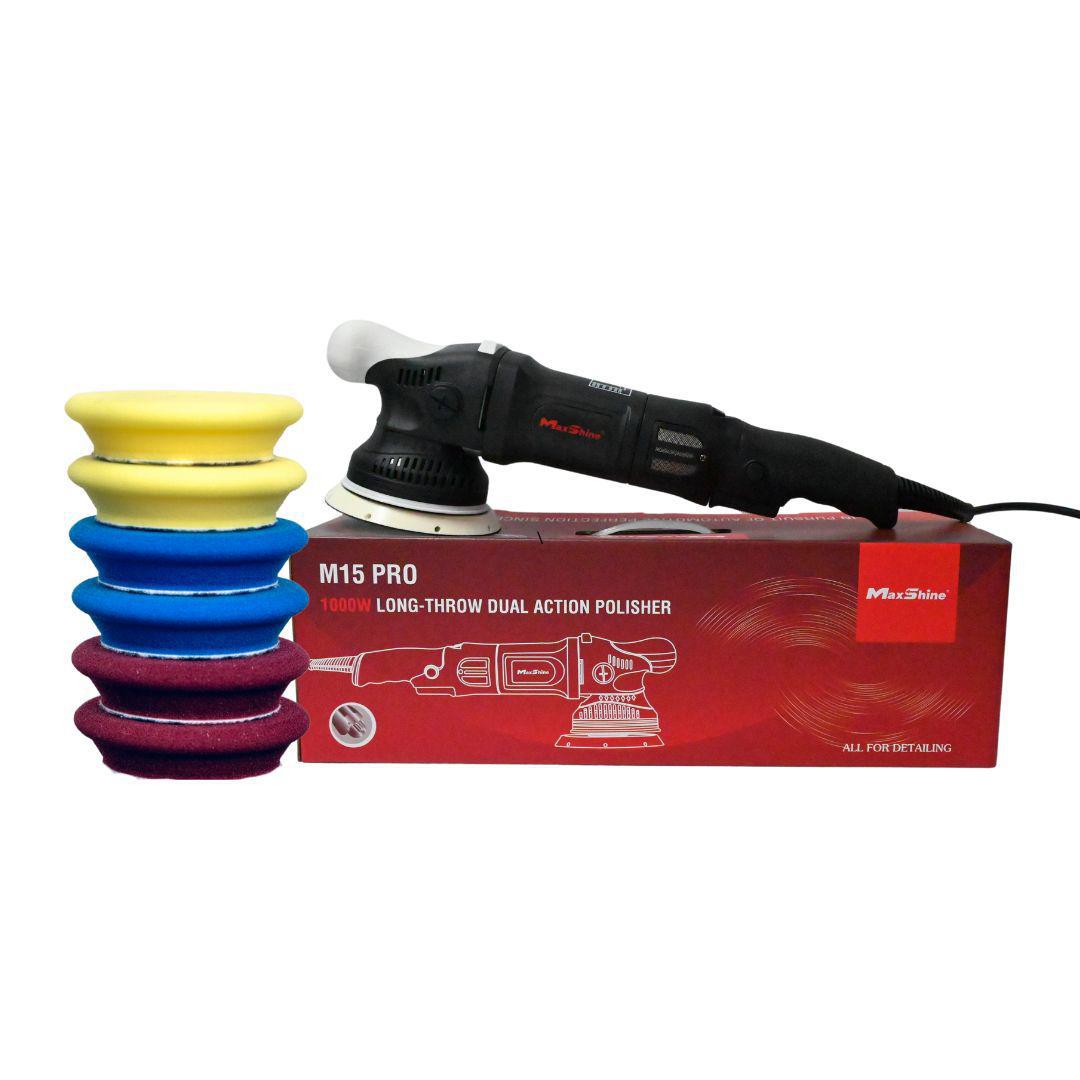 Maxshine M15 PRO v2 Dual Action Polisher and Pad Kit-Polisher Kit-Maxshine-M15 ProV2 - Black-Buff and Shine Uro-tec Sculpted Pads (6)-Detailing Shed