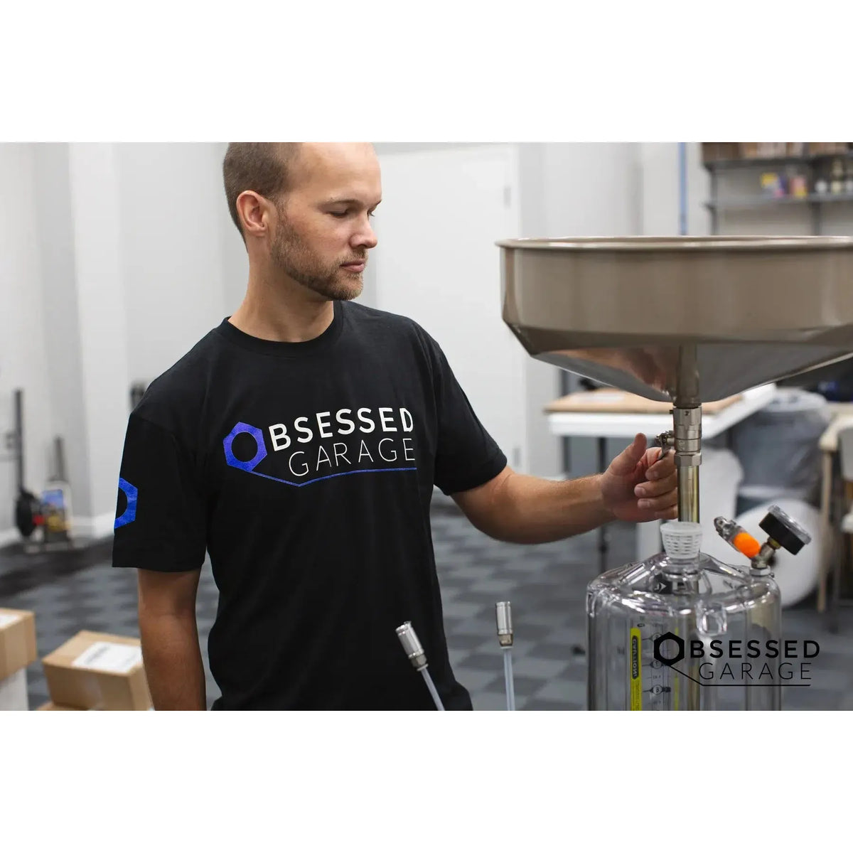 Obsessed Garage Logo Shirt (Blue/Black)-t-shirt-Obsessed Garage-Black-M-Detailing Shed