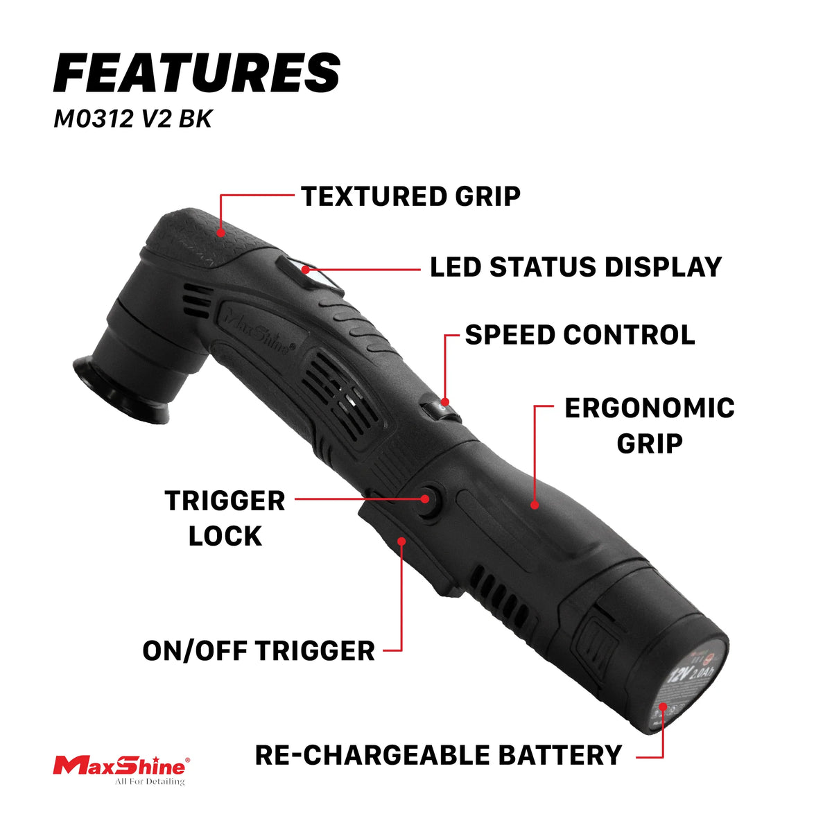 Maxshine Mini Cordless Polisher M0312 V2 Kit | Hybrid Rotary & DA