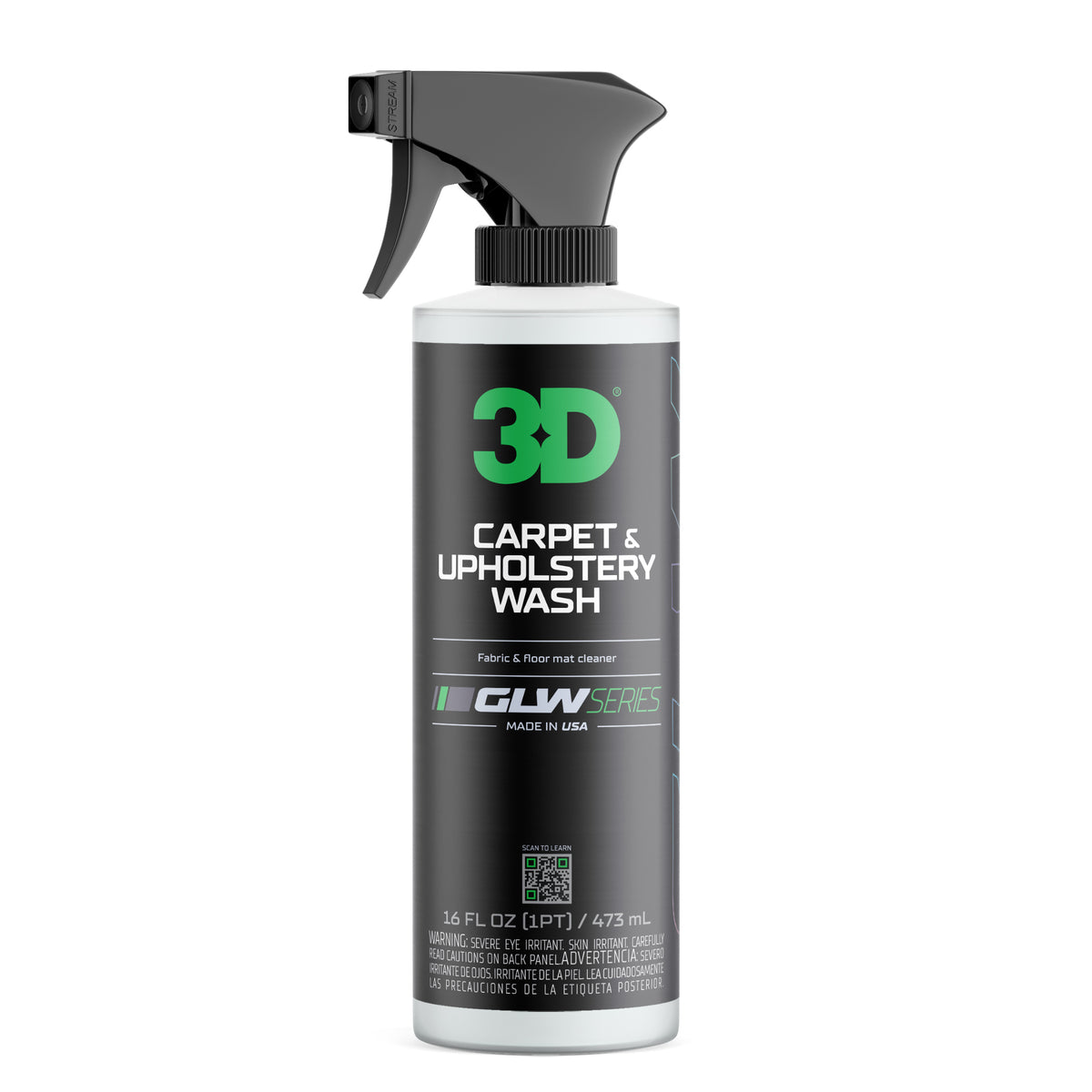 3D GLW Series Carpet &amp; Upholstery Wash with odor eliminating properties-Interior Cleaner-3D Car Care-473ml-Detailing Shed