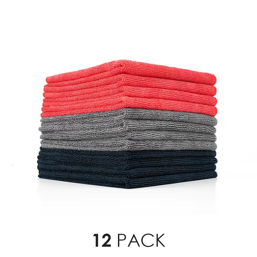 The Rag Company – Standard All-Purpose Terry Towel RGB- GSM – Pack of 12 – Red, Grey &amp; Black Mix-MicroFibre Cloth-The Rag Company-40cm x 40cm-Red-Grey-Black-12-Pack-Detailing Shed