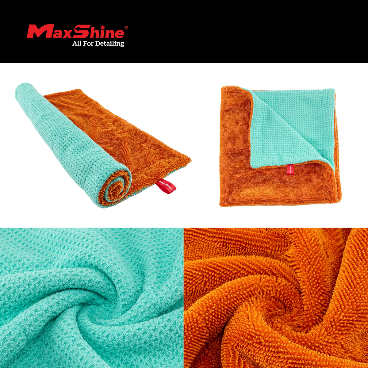Maxshine Twisted Loop & Waffle Weave Multi-Cleaning Towel 1000GSM