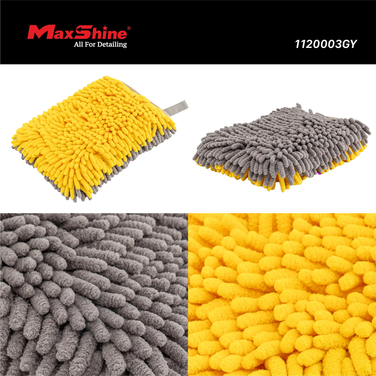 Maxshine Cuffless Noodle Microfiber Dual Sided Wash Mitt