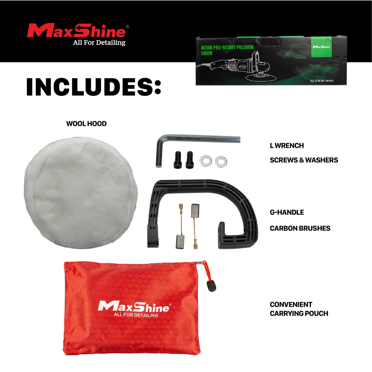 Maxshine Rotary Polisher M1300 Pro - 7 Inch, 1300W