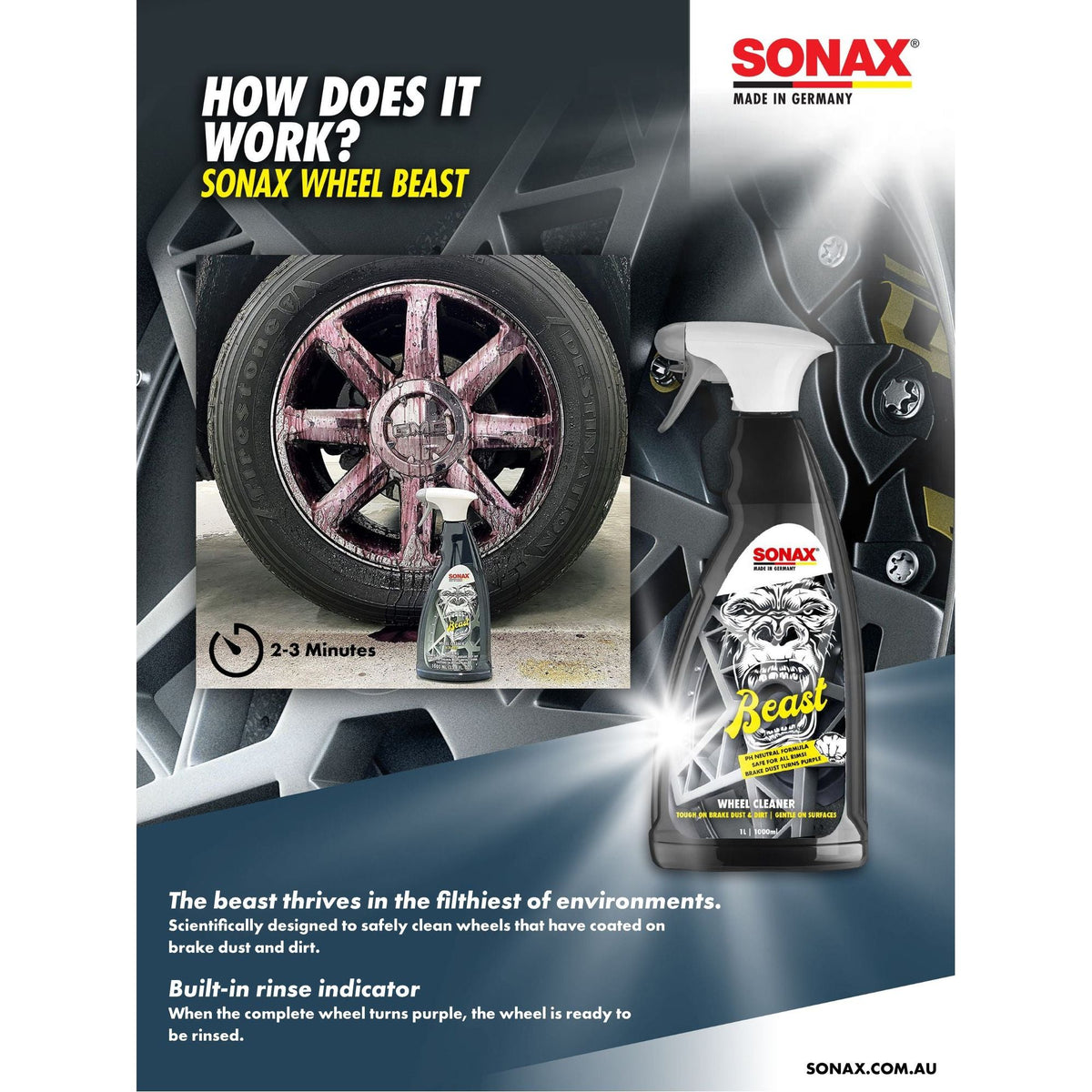 Sonax Wheel Cleaner Beast 1L-Iron remover-SONAX-1L-Detailing Shed