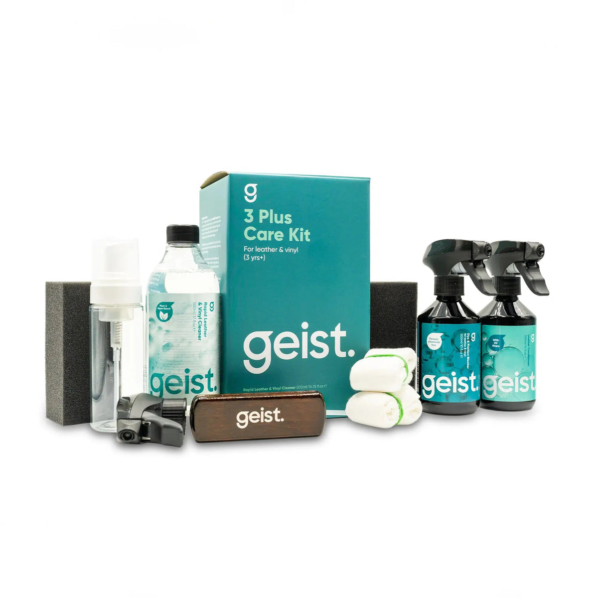 Geist 3 Plus Care Kit for Leather &amp; Vinyl (Older than 3 years)-Leather Coating-Geist-3 Plus Care Kit with Foam Dispenser-Detailing Shed