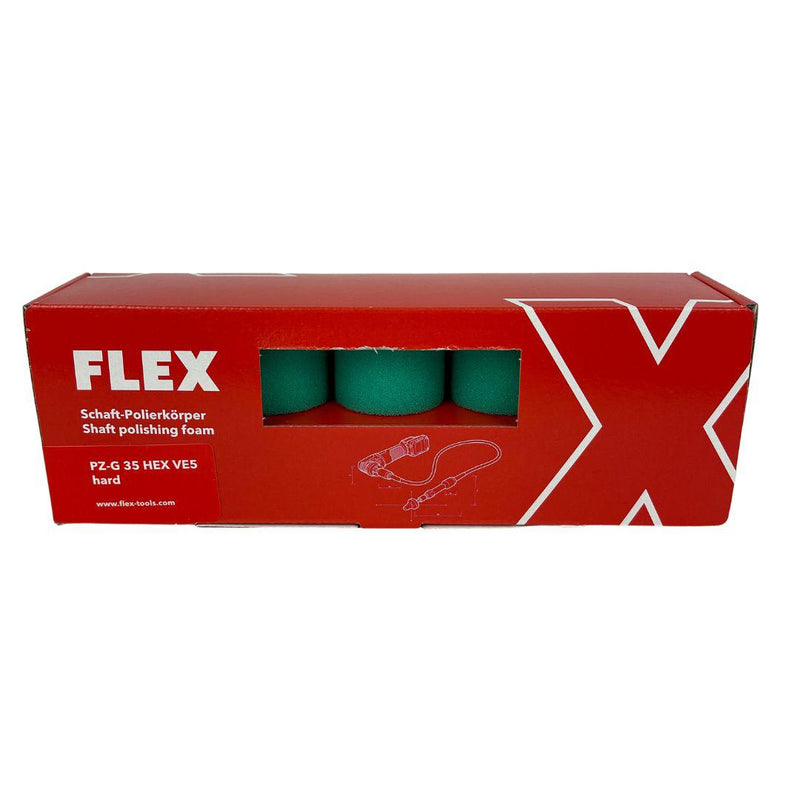 FLEX Polishing Sponge for FS140 Flexible Shaft Polisher - 5 Pack-FLEX Polishers - Germany-5Pack-Cylindrical-Green Hard-Detailing Shed