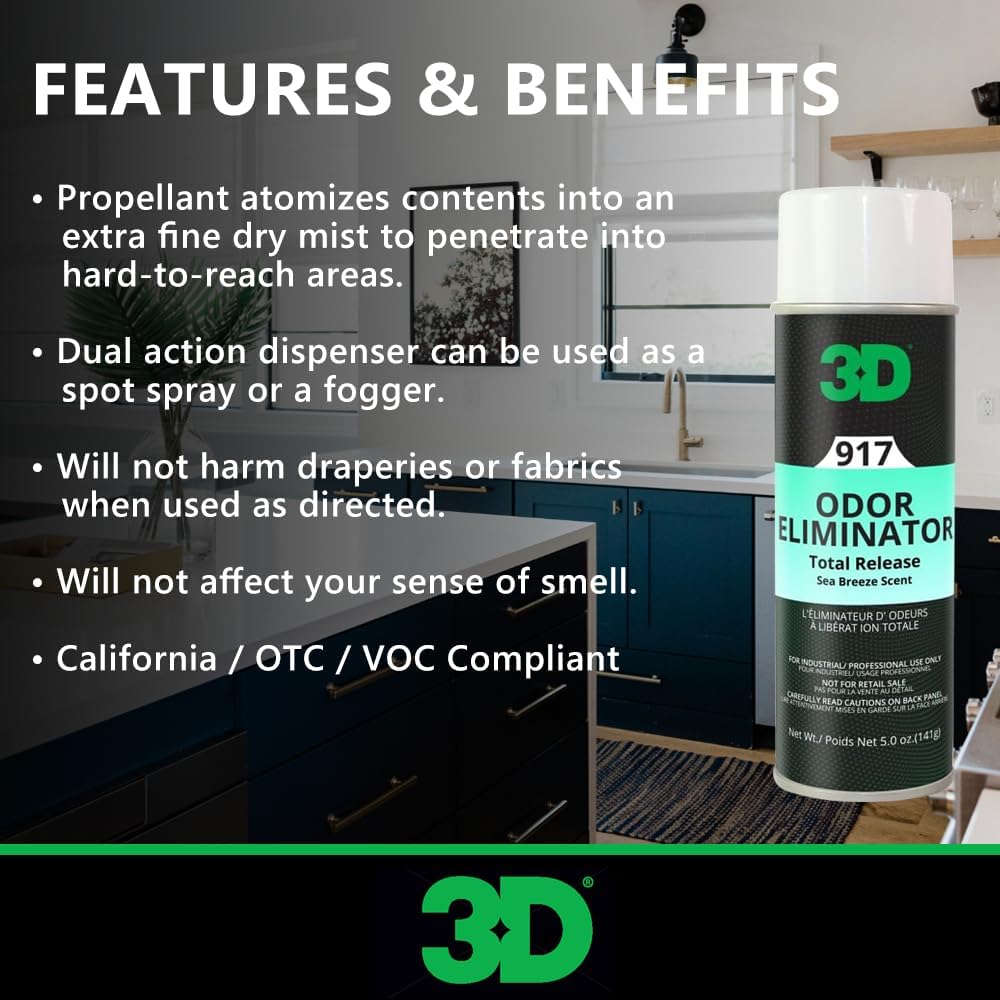 Odor Eliminator Total Release 5oz. 142g Aerosol-3D Car Care-Detailing Shed