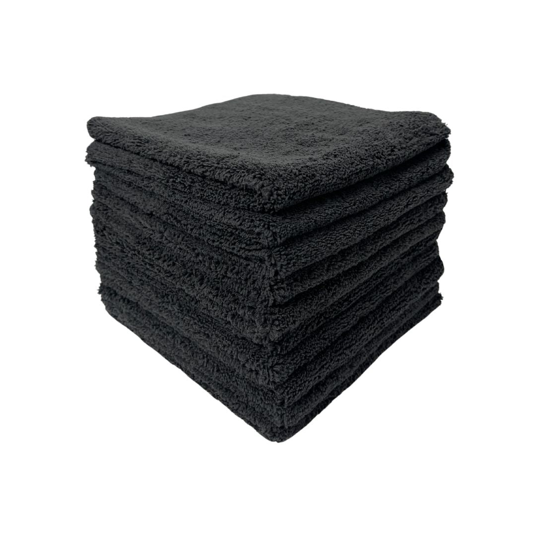 10A The Rag Company Creature Edgeless 420GSM 70/30 Plush Dual Pile Microfiber Towel-MicroFibre Cloth-The Rag Company-10x Pack-Black-Detailing Shed