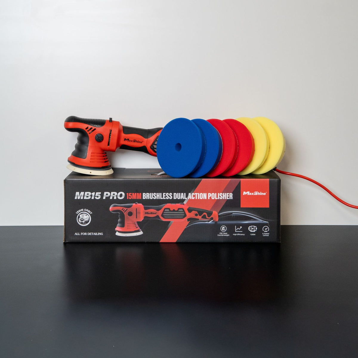 Maxshine MB15 PRO Brushless DA 15mm Polisher and Pad Kit