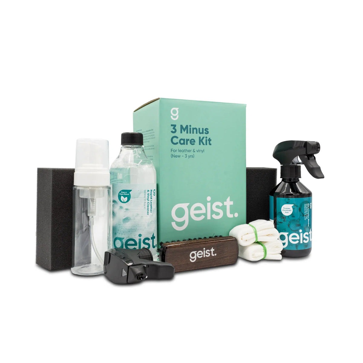 Geist 3 Minus Care Kit for Leather &amp; Vinyl (New Leather 0-3 yrs)-Leather Coating-Geist-3 Minus Care Kit with Foam Dispenser-Detailing Shed