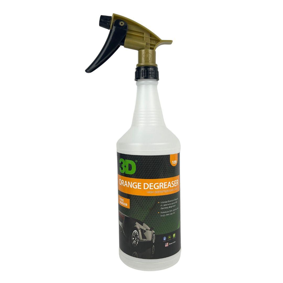 3D Empty 946ml Spray Bottle with Trigger-Spray Bottles-3D Car Care-946ml with Spray Trigger-Orange Degreaser Label-Detailing Shed