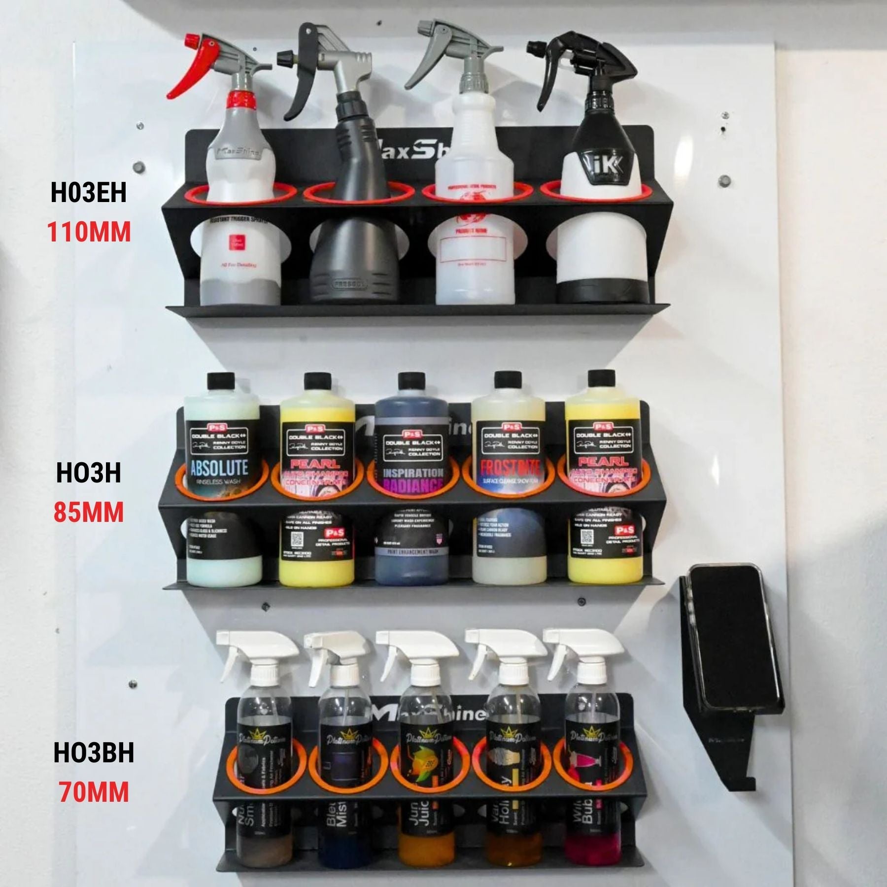 Maxshine Spray Bottle and Compound Holder 500ml or 1L-Wall Mounts & Holders-Maxshine-H03H - 1L (85mm) 4 Holes-Detailing Shed