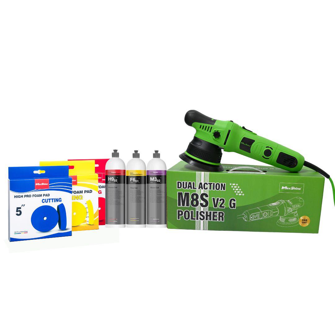 Polishing Starter Kit 2 | Maxshine M8S V2 &amp; Koch Chemie-Polishing Bundle-Maxshine-Green-250ml-Maxshine Pads-Detailing Shed