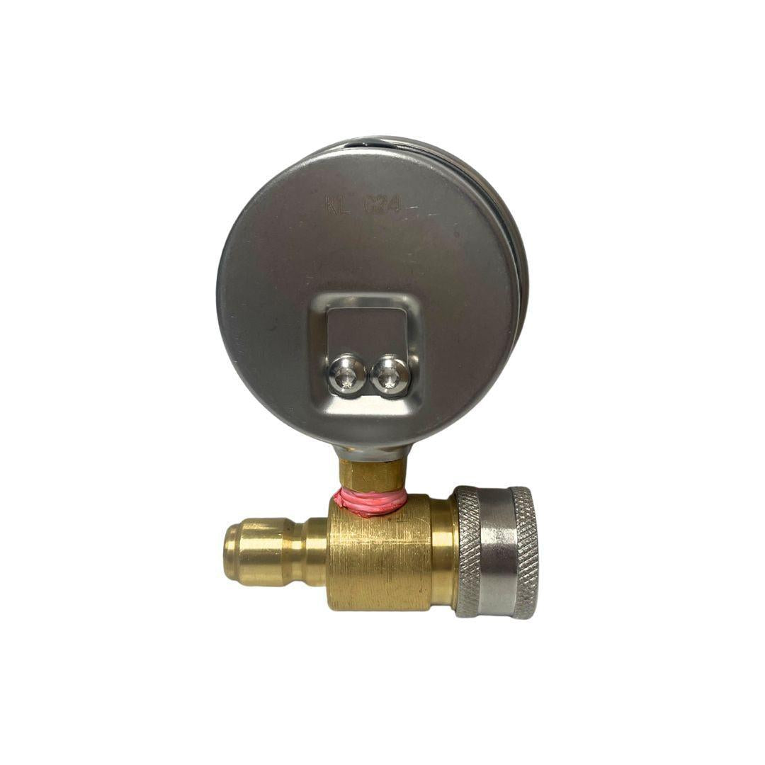 MTM 10,000 PSI Bottom Mount Pressure Gauge with fitting installed-Pressure Washer Accessories-MTM Hydro-Detailing Shed