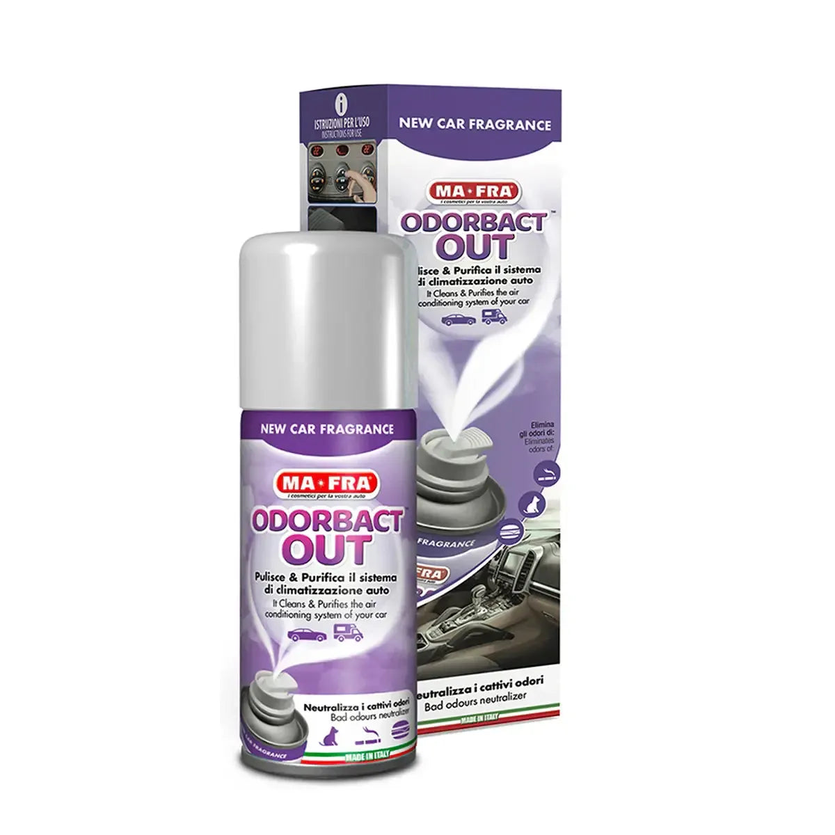 MaFra ODORBACT OUT Interior & AC Purifier-Odour Eliminator-MaFra-New Car Scent 150ml-Detailing Shed