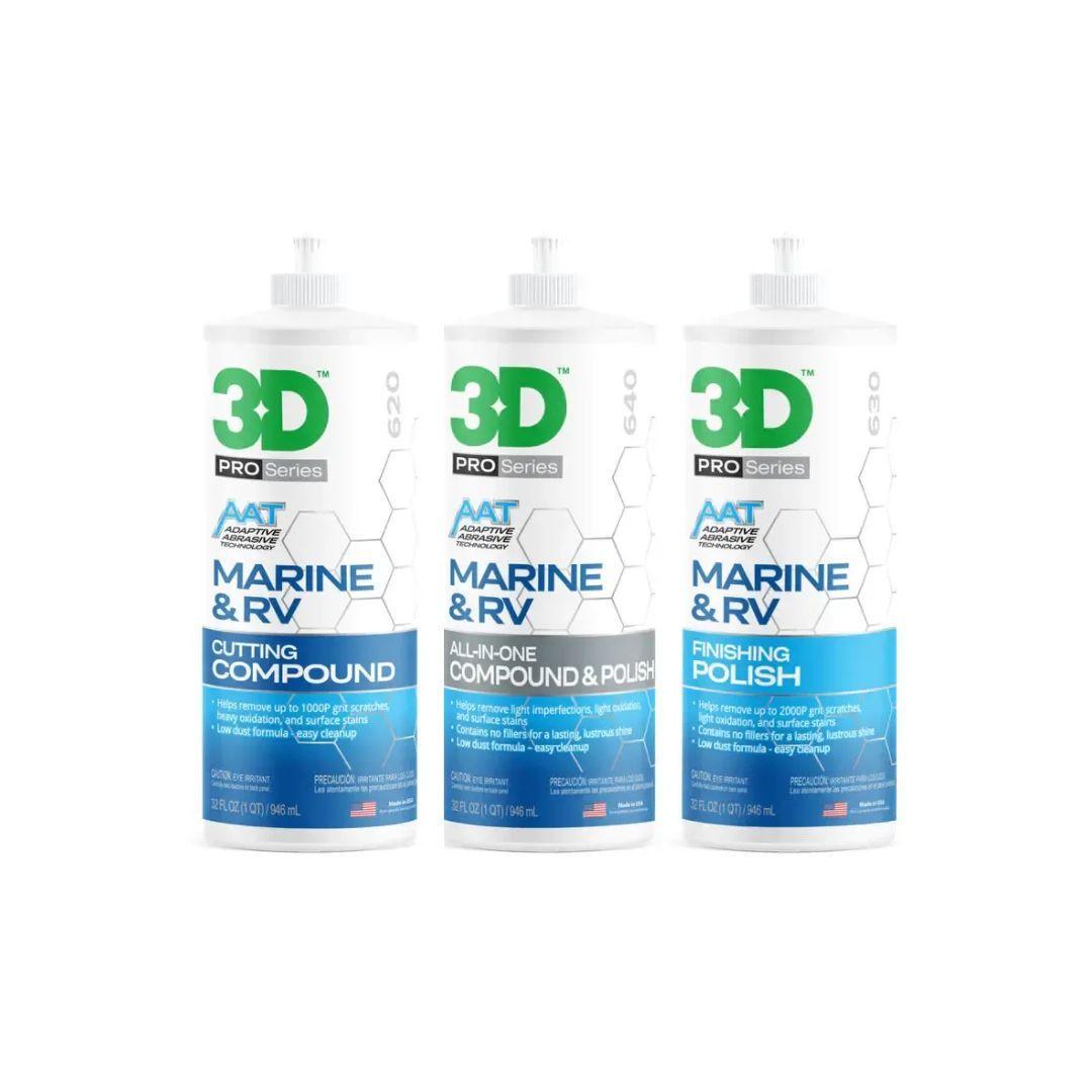 3D Marine 3 Step Compound Kit-Marine Cutting Compound-Fast Bundle-Detailing Shed