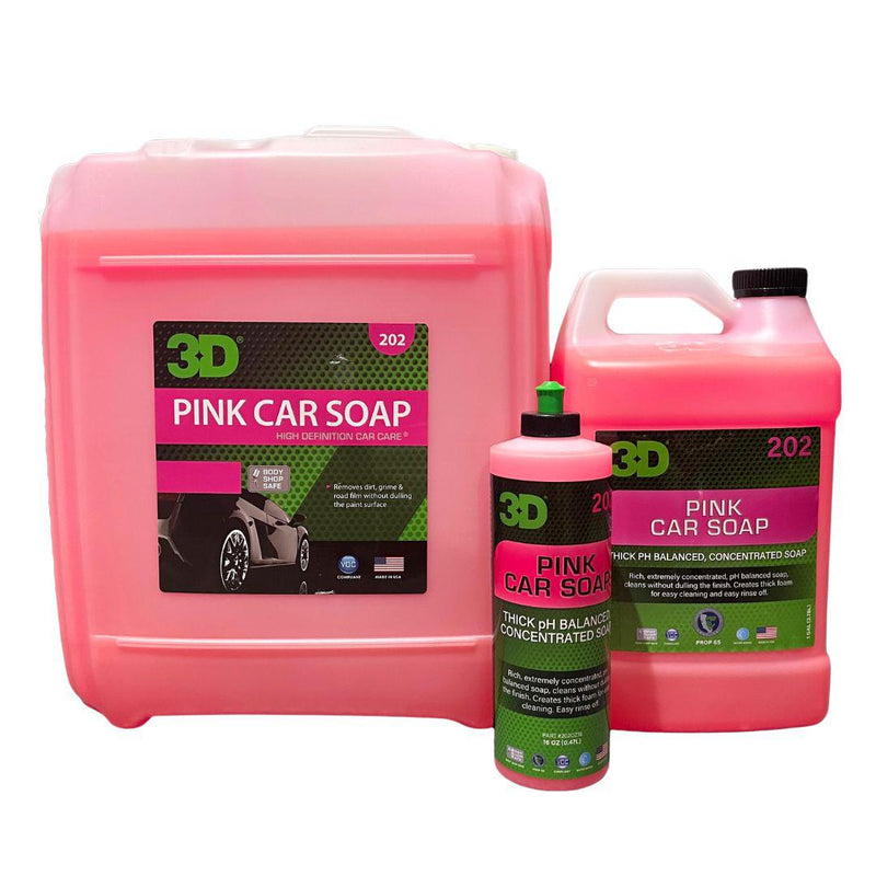 3D Pink Car Soap (473ml/3.78L/20L)-Vehicle Waxes, Polishes & Protectants-3D Car Care-Detailing Shed