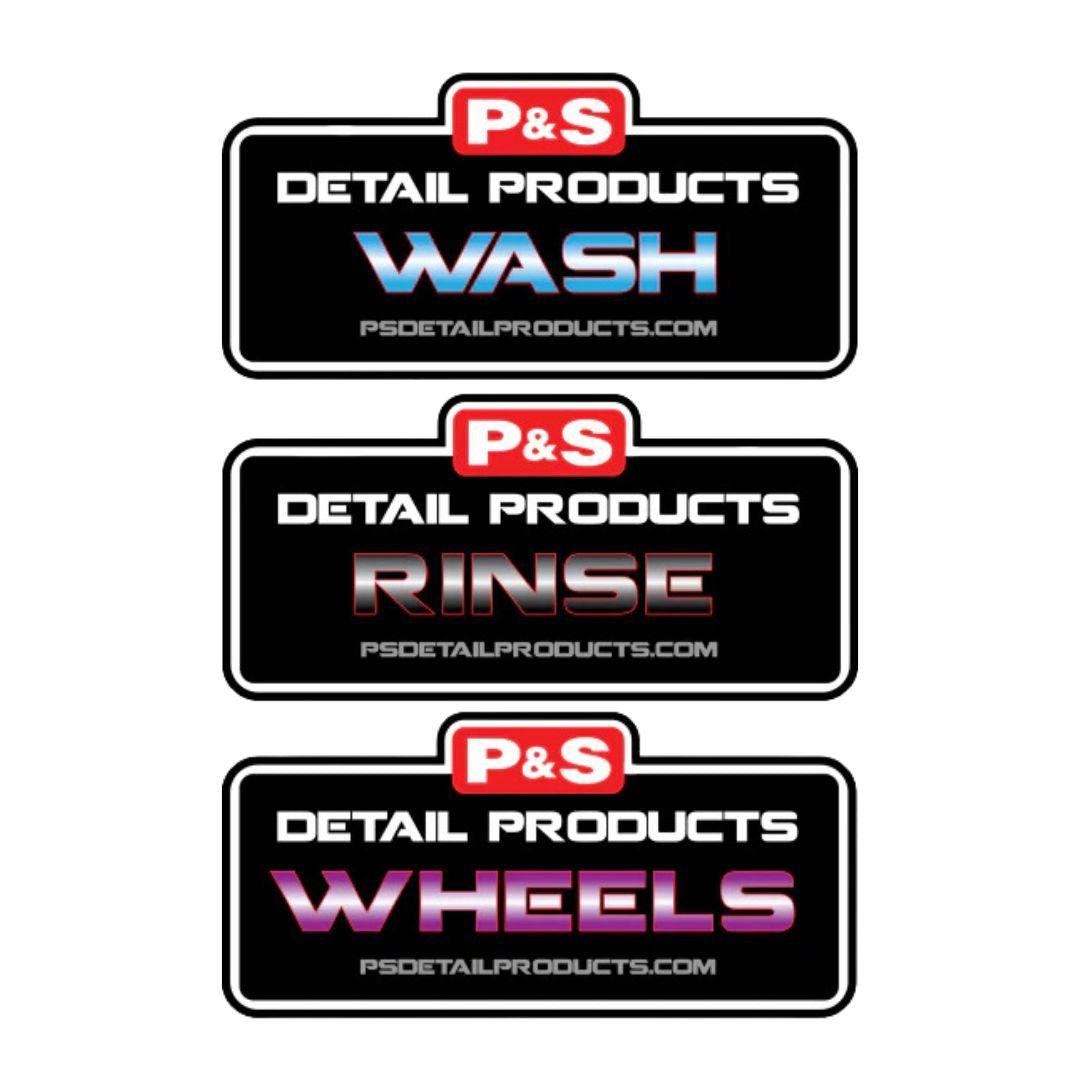 P&amp;S Bucket Labels Wash, Rinse or Wheels-Labels-P&amp;S Detail Products-Detailing Shed