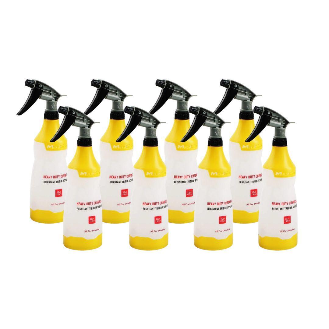 Maxshine Heavy Duty Chemical Resistant Empty Spray Bottle 8 Pack-Spray Bottle and Trigger-Maxshine-Yellow-Detailing Shed