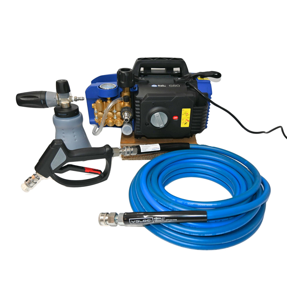 AR Blue 680 Car Pressure Washer Package-Pressure Washer Package-AR Blue-SGS28 With Swivel Pro Stainless-No Lance-15M Kobrajet Blue-Detailing Shed
