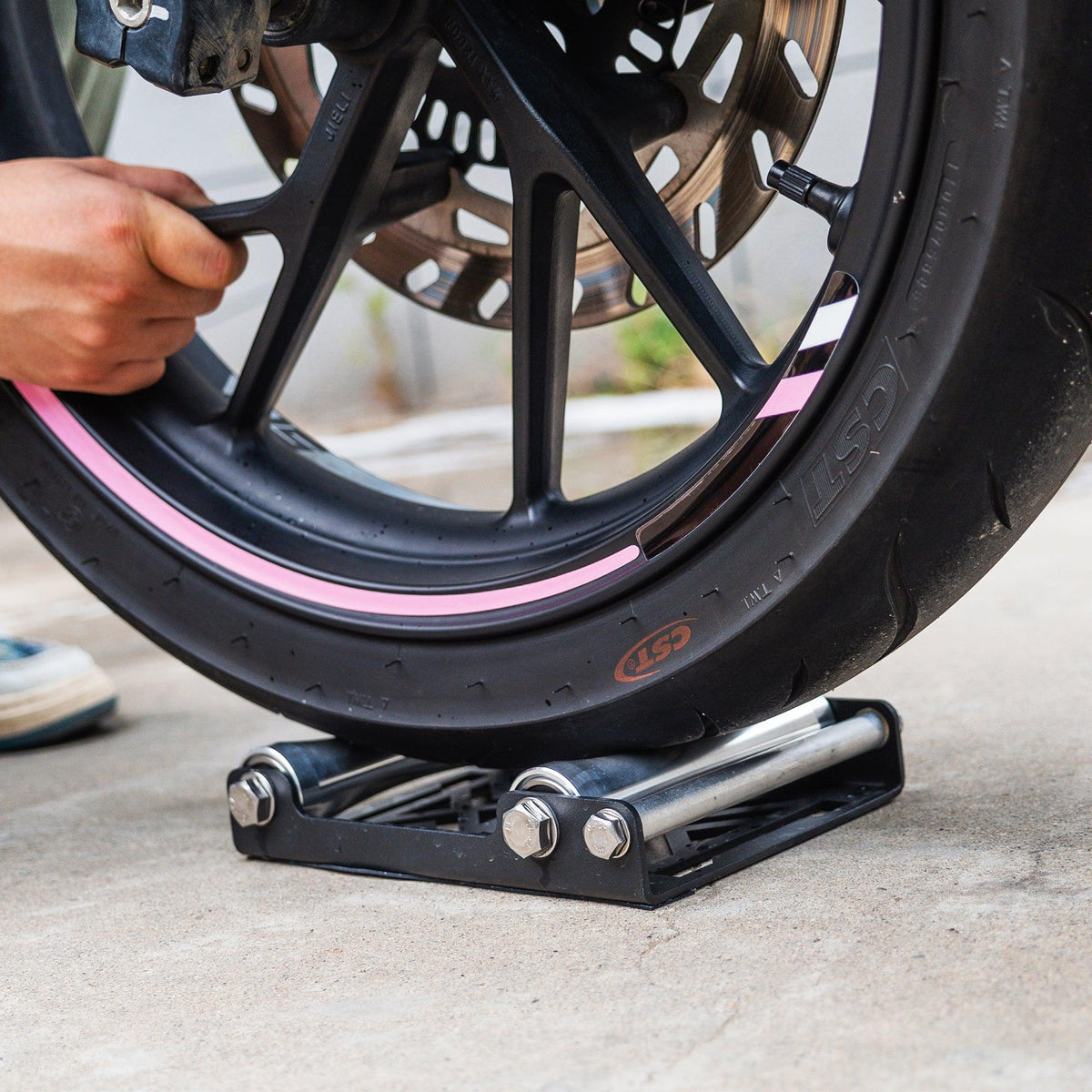 Maxshine Motorcycle Wheel Roller Stand for Tire Cleaning &amp; Chain Lubrication-Wheel Stand-Maxshine-Black-Detailing Shed