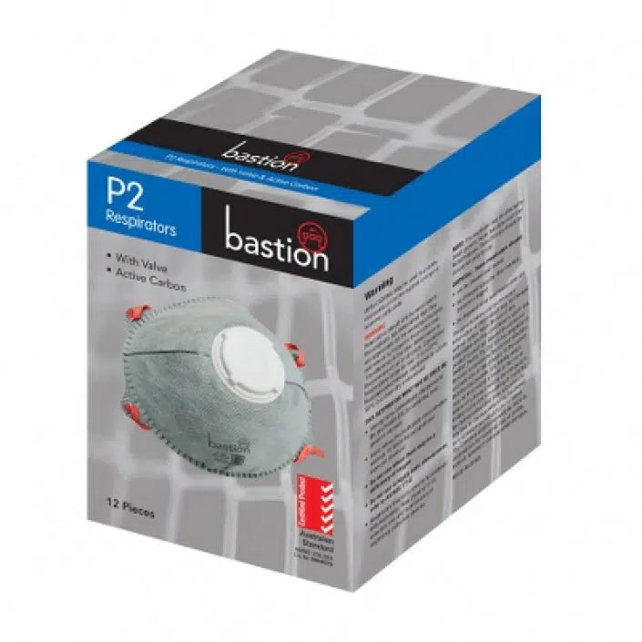 Bastion P2 Respirators – Valved, Active Carbon-Masks-Bastion-Box 12 Pieces-Detailing Shed