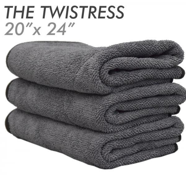 14i The Rag Company THE DOUBLE TWISTRESS 20 X 24 PREMIUM KOREAN TWIST LOOP TOWEL (50cm x 60cm)-Drying Towel-The Rag Company-Medium 20 x 24 Inches (51 cm x 61 cm)-Black-Detailing Shed