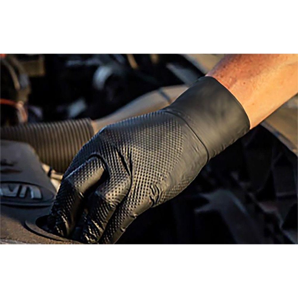 Bastion Heavy Duty Nitrile Diamond Grip Black, Powder Free, Medium - Carton 500-Gloves-Bastion-Large-Detailing Shed