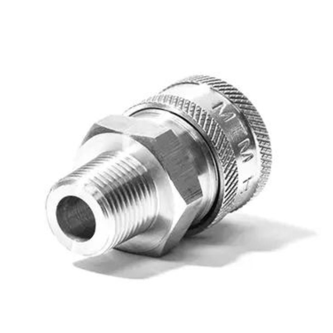 STAINLESS STEEL QC COUPLER 3/8&quot; MPT-Quick connect-MTM Hydro-QC COUPLER 3/8&quot; MPT-Detailing Shed