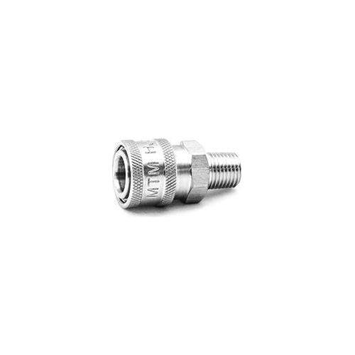 MTM HYDRO 1/4&quot; MALE NPT STAINLESS QUICK COUPLER-Pressure washer Parts-MTM Hydro-STAINLESS STEEL QC SOCKET 1/4MPT-Detailing Shed