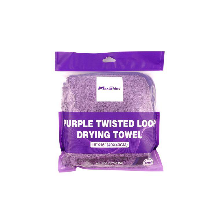 Maxshine 600GSM Purple Single Twisted Loop Drying Towel -3pcs/pack-Maxshine-Detailing Shed