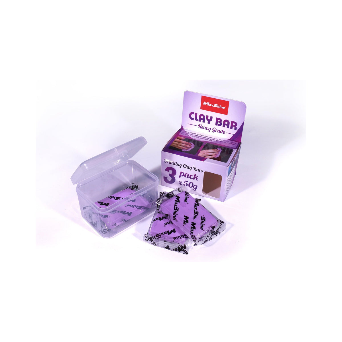 Maxshine Clay Bar 3pack 150g (3x50g) Heavy or Fine Grade-Clay Bar-Maxshine-Heavy Grade Purple 3 pcs-Detailing Shed