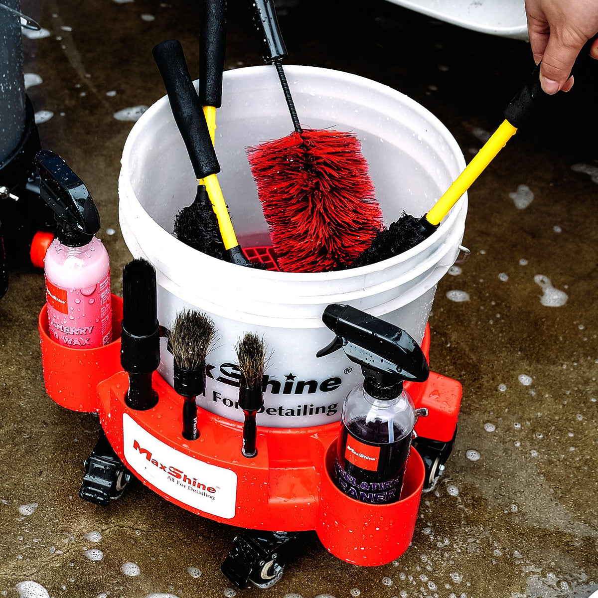 Maxshine Rolling Bucket Dolly Black/Red-Wash Buckets-Maxshine-Detailing Shed