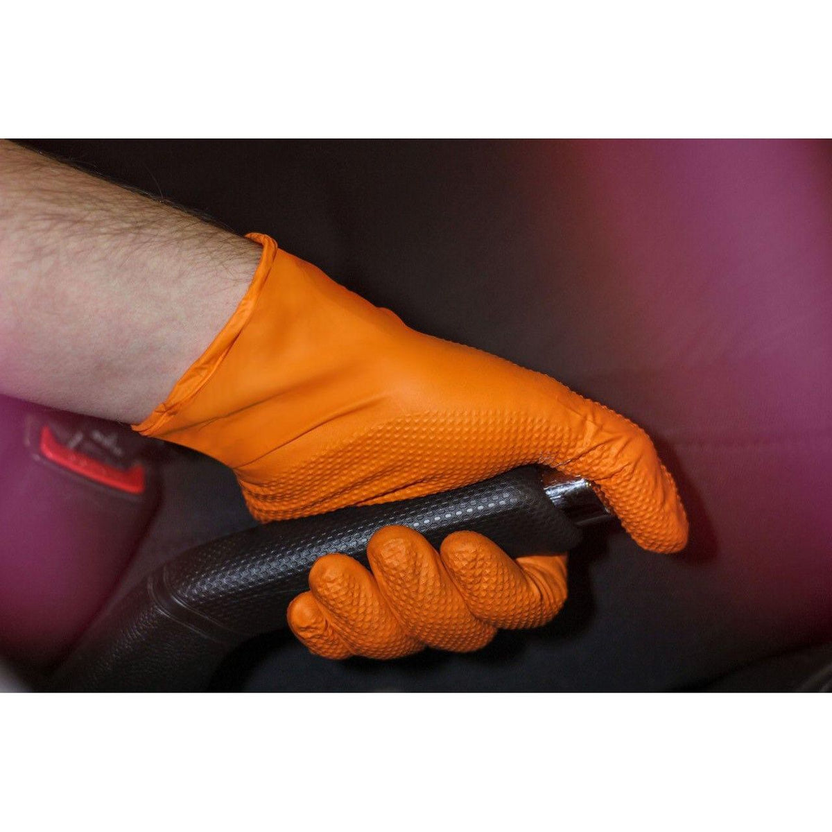 Bastion Heavy Duty Nitrile Diamond Grip Orange, Powder Free, Medium Carton500-Gloves-Bastion-Medium-Detailing Shed