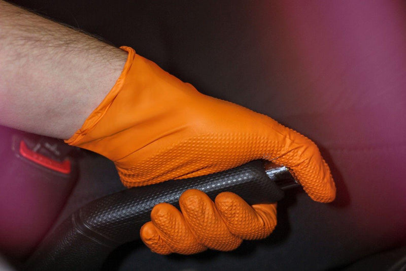 Bastion Heavy Duty Nitrile Diamond Grip Orange, Powder Free, Medium Carton500-Gloves-Bastion-Medium-Detailing Shed