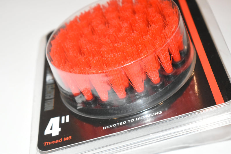 Maxshine Red M8 Medium-Duty Upholstery Carpet Brush with Drill Attachment 4 inch side